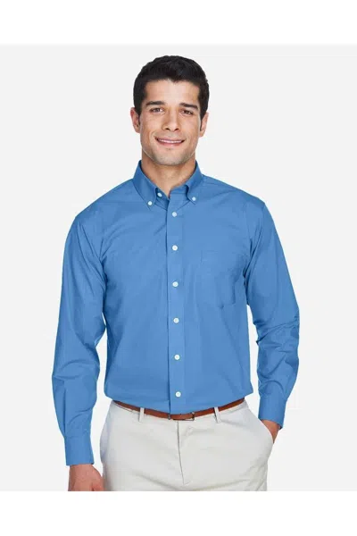 Devon & Jones Crown Collection Tall Broadcloth Woven Dress Shirt In Blue