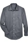 Devon & Jones Crown Collection Tall Solid Stretch Twill Woven Dress Shirt In Gray