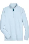 Devon & Jones Crownlux Performance Clubhouse Micro-stripe Quarter-zip Pullover In Blue