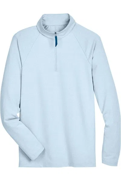 Devon & Jones Crownlux Performance Clubhouse Micro-stripe Quarter-zip Pullover In Blue