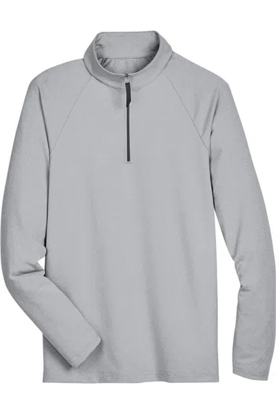 Devon & Jones Crownlux Performance Clubhouse Micro-stripe Quarter-zip Pullover In Gray