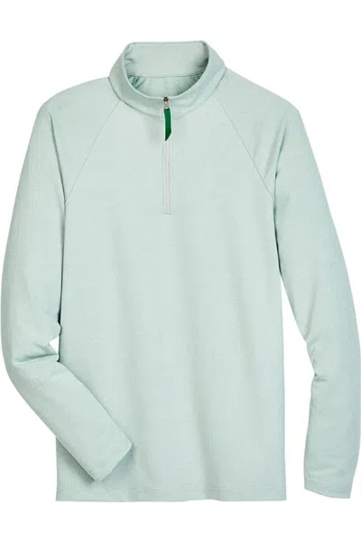 Devon & Jones Crownlux Performance Clubhouse Micro-stripe Quarter-zip Pullover In Green