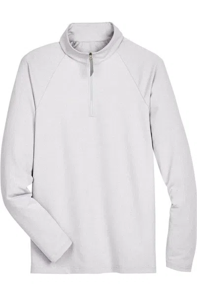 Devon & Jones Crownlux Performance Clubhouse Micro-stripe Quarter-zip Pullover In Silver