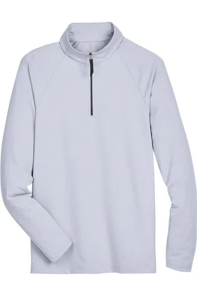 Devon & Jones Crownlux Performance Clubhouse Micro-stripe Quarter-zip Pullover In Blue