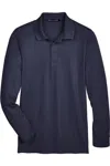 Devon & Jones Crownlux Performance Tall Plaited Long Sleeve Polo In Blue
