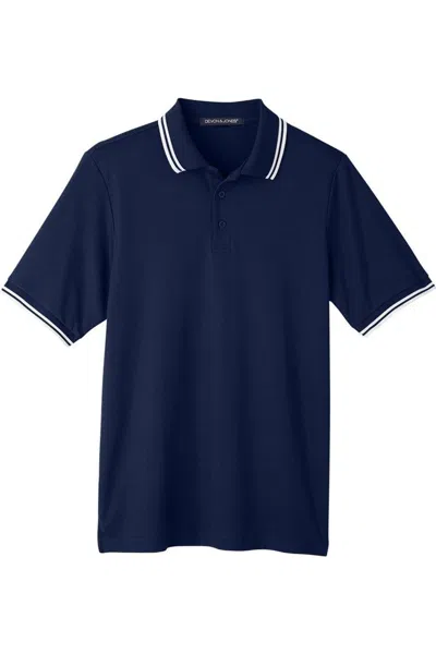 Devon & Jones Crownlux Performance Plaited Tipped Polo In Blue