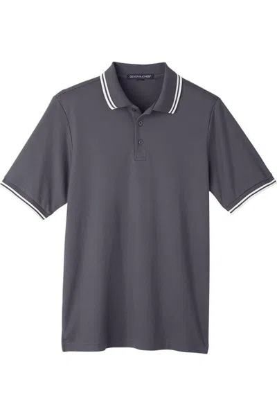 Devon & Jones Crownlux Performance Plaited Tipped Polo In Gray