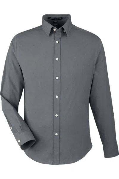 Devon & Jones Crownlux Performance Spencer Poplin Dress Shirt In Gray