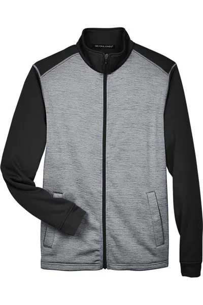 Devon & Jones Newbury Colorblock Mlange Fleece Full-zip Jacket In Black