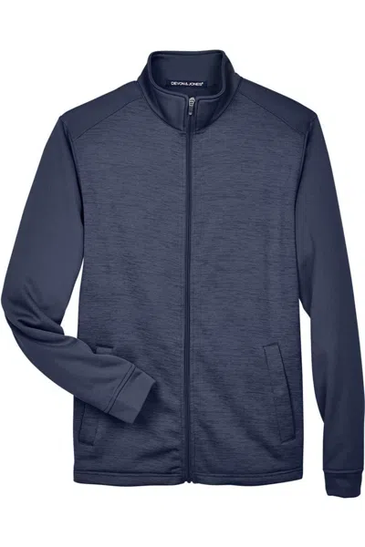 Devon & Jones Newbury Colorblock Mlange Fleece Full-zip Jacket In Blue