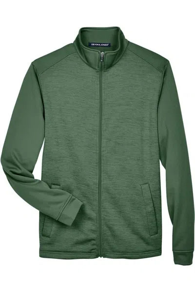 Devon & Jones Newbury Colorblock Mlange Fleece Full-zip Jacket In Green