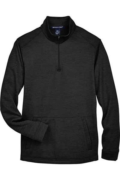 Devon & Jones Newbury Mlange Fleece Quarter-zip Pullover In Black