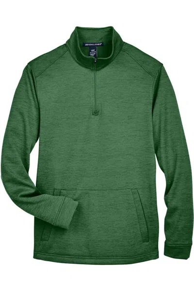 Devon & Jones Newbury Mlange Fleece Quarter-zip Pullover In Green
