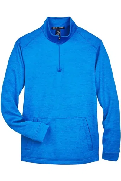 Devon & Jones Newbury Mlange Fleece Quarter-zip Pullover In Blue