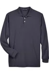 Devon & Jones Pima Piqu Long Sleeve Polo In Black