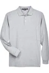 Devon & Jones Pima Piqu Long Sleeve Polo In Gray