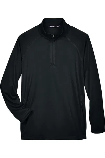 Devon & Jones Stretch Tech-shell Compass Quarter-zip Pullover In Black