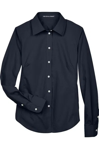 Devon & Jones Women's Crown Collection Broadcloth Woven Dress Shirt In Black
