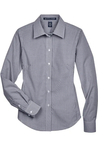 Devon & Jones Women's Crown Collection Gingham Check Woven Dress Shirt In Gray
