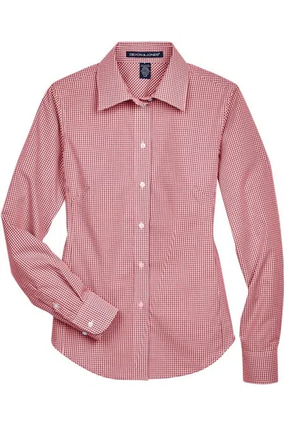 Devon & Jones Women's Crown Collection Gingham Check Woven Dress Shirt In Pink