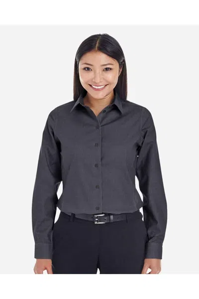 Devon & Jones Women's Crown Collection Royal Dobby Woven Dress Shirt In Black