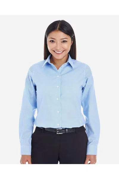 Devon & Jones Women's Crown Collection Royal Dobby Woven Dress Shirt In Blue