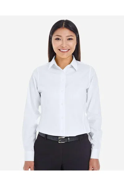 Devon & Jones Women's Crown Collection Royal Dobby Woven Dress Shirt In White