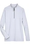 Devon & Jones Women's Crownlux Performanceclubhouse Micro-stripe Quarter-zip Pullover In White