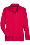 Devon & Jones Women's Crownlux Performanceplaited Long Sleeve Polo In Red