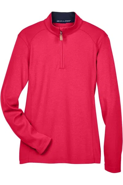 Devon & Jones Women's Drytec20 Performance Quarter-zip Pullover In Pink