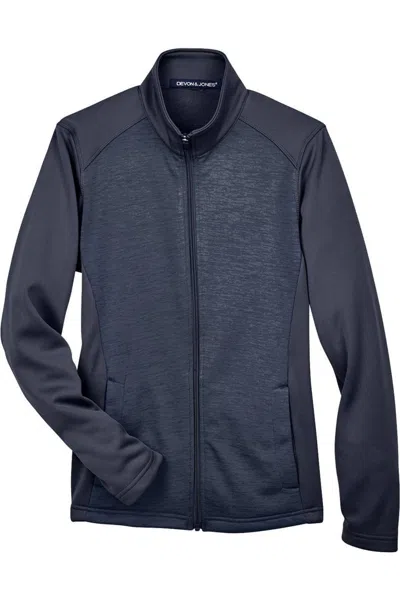 Devon & Jones Women's Newbury Colorblock Mlange Fleece Full-zip Jacket In Blue