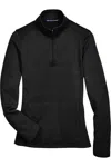 Devon & Jones Women's Newbury Mlange Fleece Quarter-zip Pullover In Black
