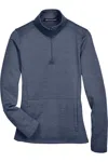Devon & Jones Women's Newbury Mlange Fleece Quarter-zip Pullover In Blue