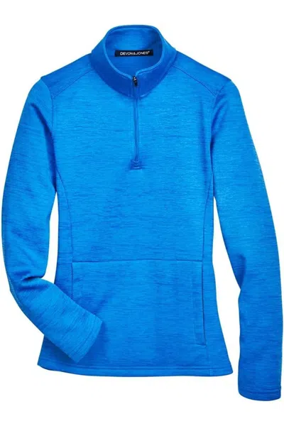 Devon & Jones Women's Newbury Mlange Fleece Quarter-zip Pullover In Blue