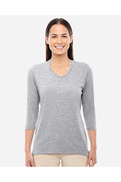 Devon & Jones Women's Perfect Fit Bracelet-length V-neck Top In Gray