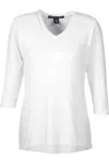 Devon & Jones Women's Perfect Fit Bracelet-length V-neck Top In White