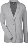Devon & Jones Women's Perfect Fit Shawl Collar Cardigan In Gray