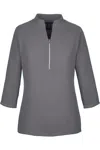 Devon & Jones Women's Perfect Fit Three-quarter Sleeve Crepe Tunic In Gray