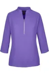Devon & Jones Women's Perfect Fit Three-quarter Sleeve Crepe Tunic In Purple