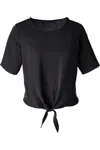Devon & Jones Women's Perfect Fit Tie Front Blouse In Black