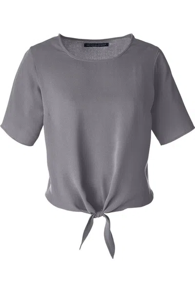 Devon & Jones Women's Perfect Fit Tie Front Blouse In Gray
