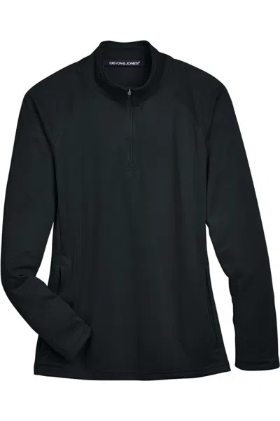 Devon & Jones Women's Stretch Tech-shell Compass Quarter-zip Pullover In Black