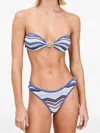 Devon Chevron-knit Bandeau Bikini In Blue