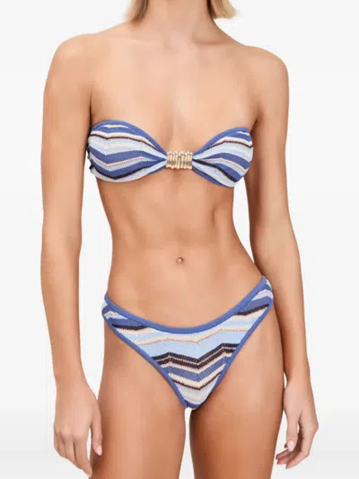 Devon Chevron-knit Bikini In Blue
