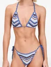 Devon Chevron-knit Crochet Bikini In Blue