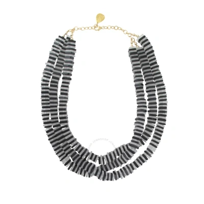 Devon Leigh 14k Gold And Black Onyx Multi Strand Necklace N5966 In Gold-tone