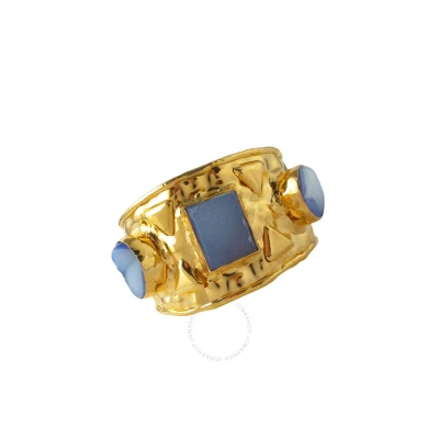 Devon Leigh 18k Gold Plated Brass And Drusy Cuff Bracelet Cuff62-bl In Neutral