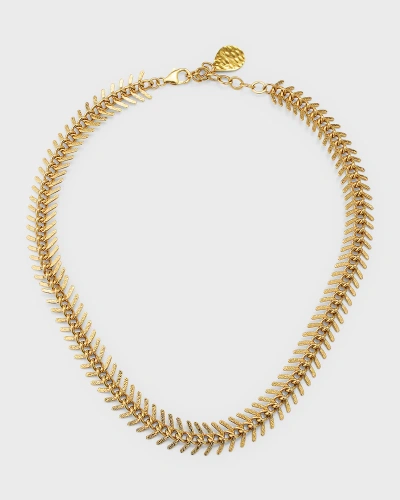 Devon Leigh Herringbone Chain Necklace In Gold