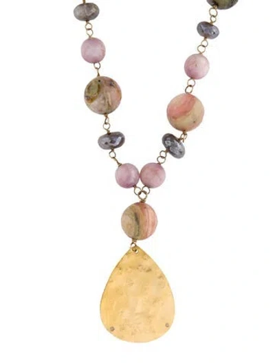 Pre-owned Devon Leigh Long Beaded Pendant Necklace, 31.25" In Gray