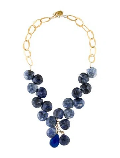 Pre-owned Devon Leigh Multicolor Stone Beaded Pendant Necklace, 24" In Blue